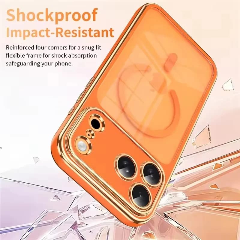 Glossy Plating For Magsafe Phone Case For iPhone 17 16 14 15 13 18 Pro Max Lens Protection Cases For iPhone 17 Pro Accessories