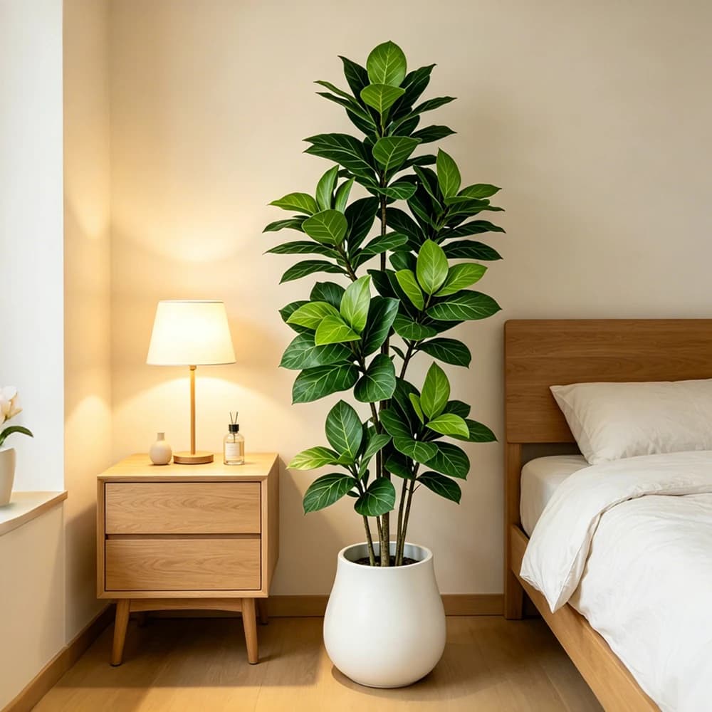 Albero di Banyan Artificiale Grande 70-130cm, Ramo di Ficus Finto, Piante in Plastica e Gomma, Foglie di Magnolia Tropicale Finte per Decorazione Casa