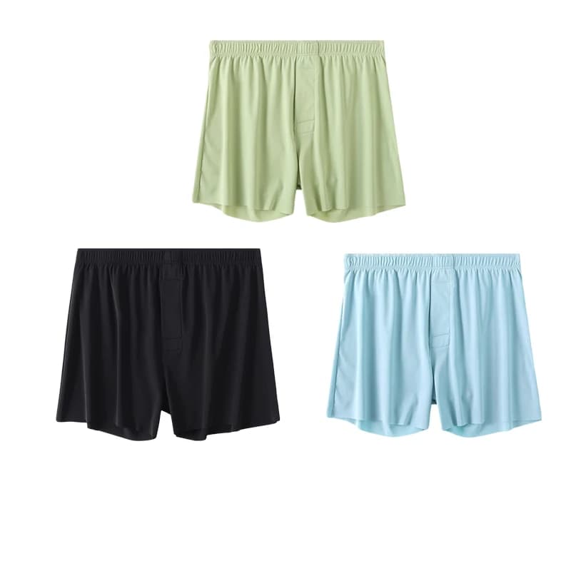 Pantaloni a freccia in seta di ghiaccio intimo da uomo comodi pantaloni larghi ad angolo piatto pantaloncini traspiranti estivi 3 pezzi