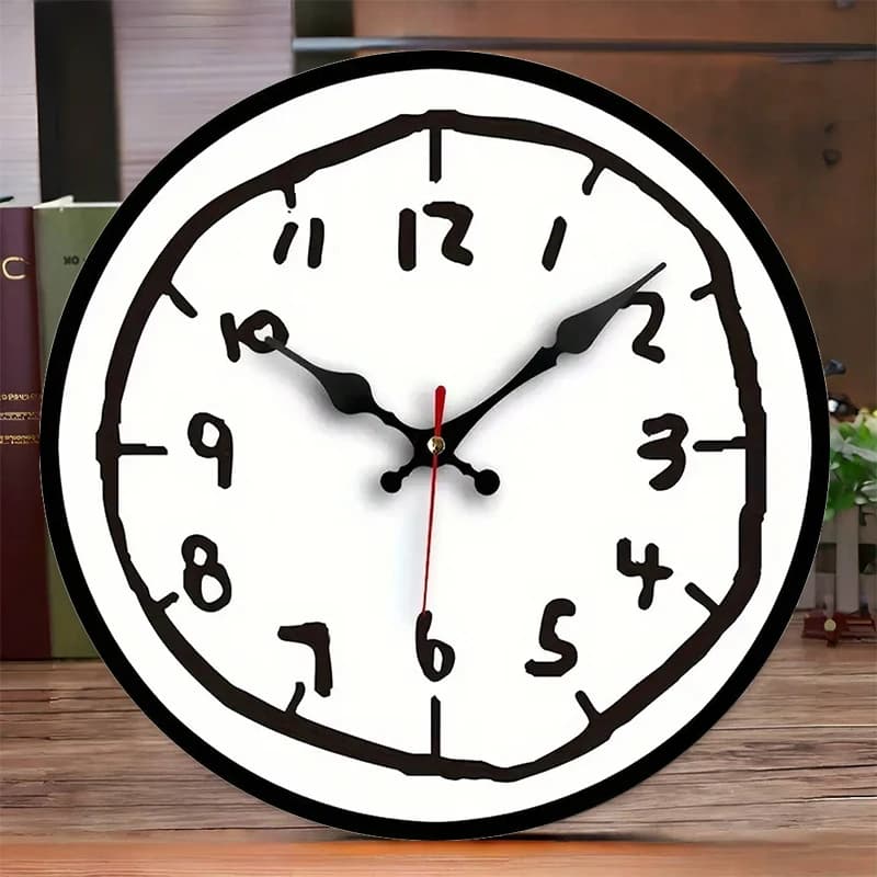 Wooden silent suspended wall clock with creative hand design, for living room, office, study room, bedroom, home decoration