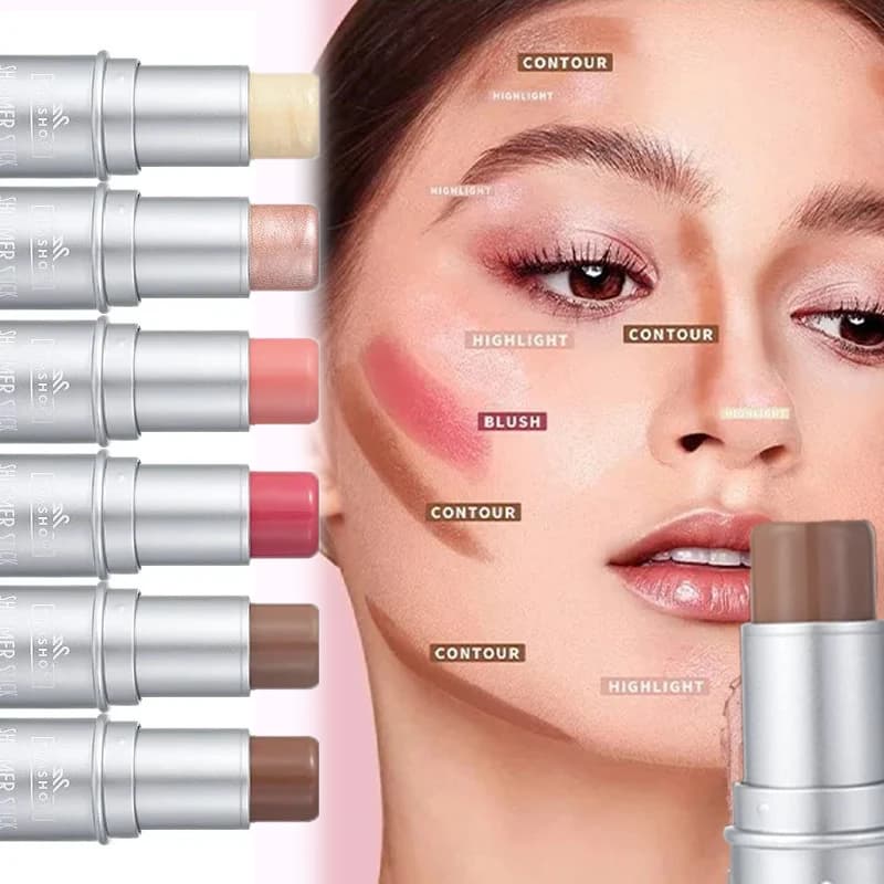 Face Contouring Bronzer Stick Multi-Functional Highlighter Blush Water Light Shimmer Face Brightening Contouring Rouge Cosmetics