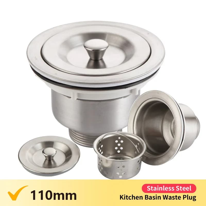 1 pz tappo di scarico per lavabo da cucina in acciaio inossidabile filtro per lavello gruppo di scarico filtro per rifiuti e tappo per filtro per cestello