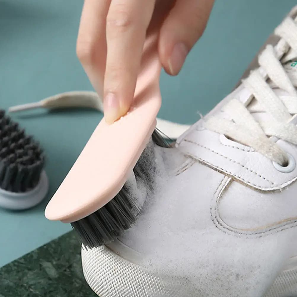 Spazzola per la pulizia delle scarpe, spazzola per il bucato con setole morbide, manico lungo, design ergonomico, strumento per la rimozione delle macchie dalle scarpe
