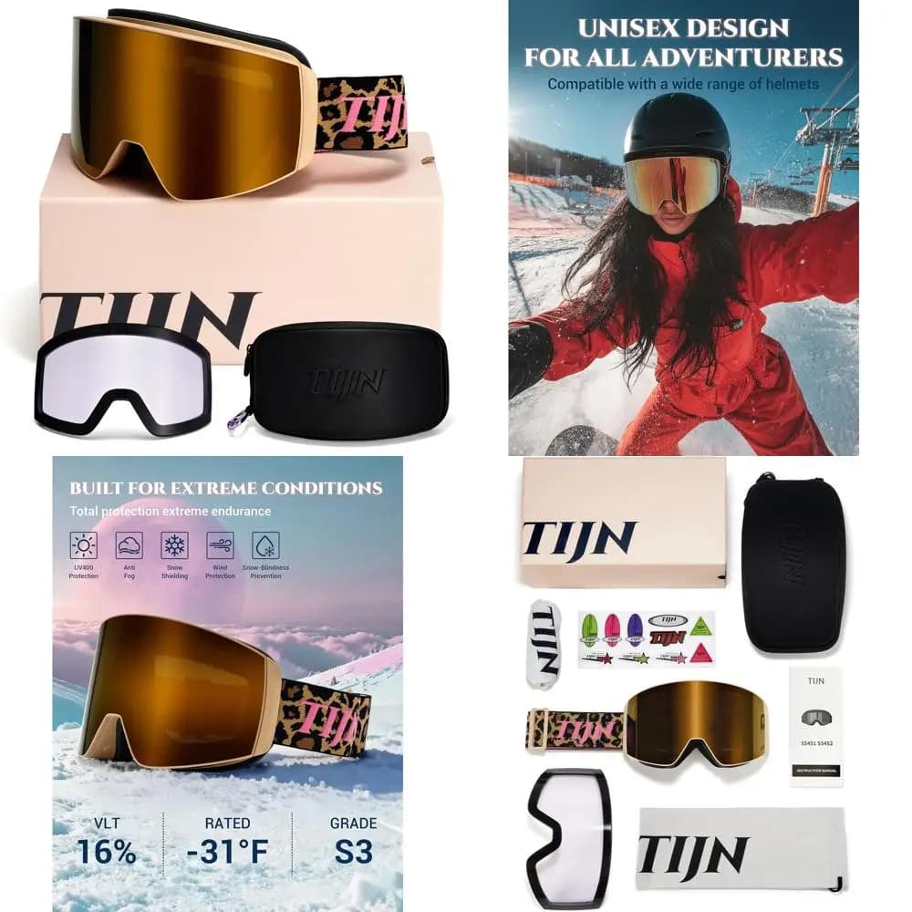 Occhiali da sci e snowboard antiappannamento UV400 con 2 lenti intercambiabili per uomo e donna, design Ouroboros