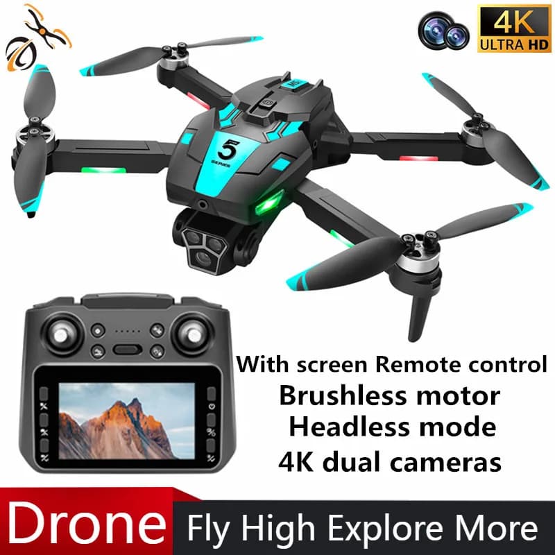 M5S MAX 4K HD Doppia Fotocamera Drone Motore Brushless 5G WiFi Pieghevole Portatile UAV E Rilevamento Ostacoli Per La Fotografia Aerea giocattoli