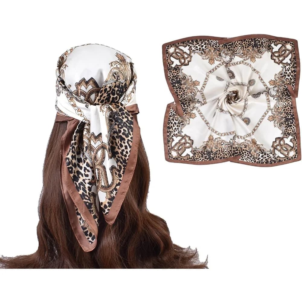 Sciarpa con Stampa Leopardata da 68cm, Nuova Collezione Primavera-Estate, Sciarpa Versatile da Donna, Protezione Solare, Hijab, Ideale per la Stagione delle Lauree