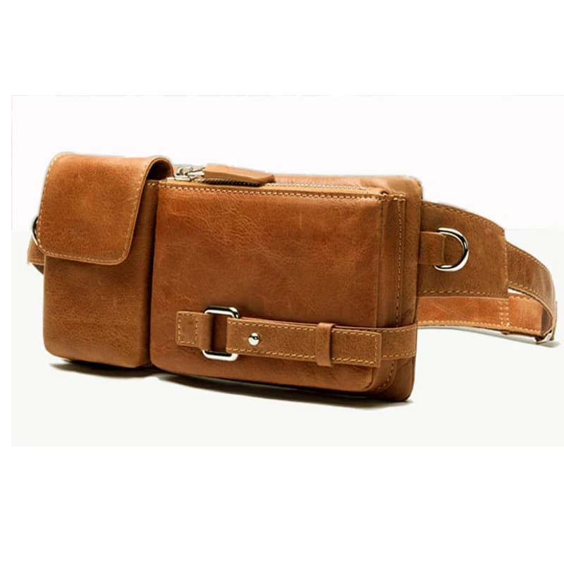 Marsupio in Vera Pelle Stile Coreano alla Moda per Uomo, Borsa da Cintura, Marsupio da Petto, Borsa Portasoldi in Pelle, Borsa a Tracolla, Marsupio