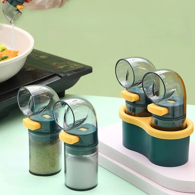 Set di Barattoli per Condimenti con Controllo Quantitativo del Sale, Dispenser per Spezie da Cucina, Contenitore per Condimenti con Dosatore