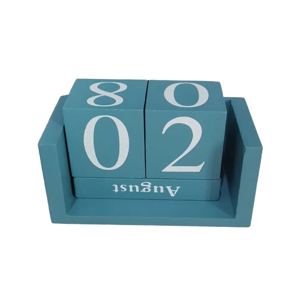 Calendario perpetuo in legno MDF Stile pastorale Visualizzazione mensile Calendario dei blocchi di costruzione Blocchi eterni Calendario perpetuo