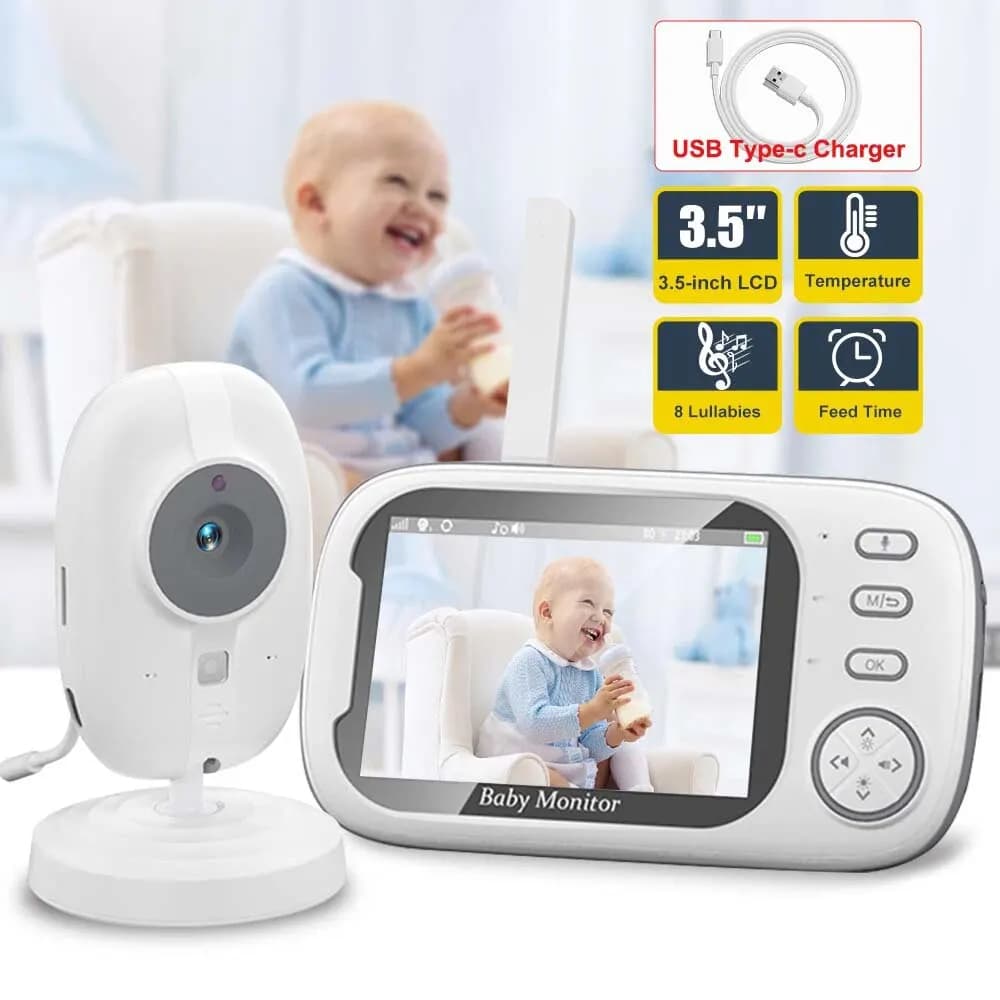 3.5''Video Baby Monitor 2.4G Mother Kid 2 Way Audio Talk security cameras for night vision surveillance camera with temperature