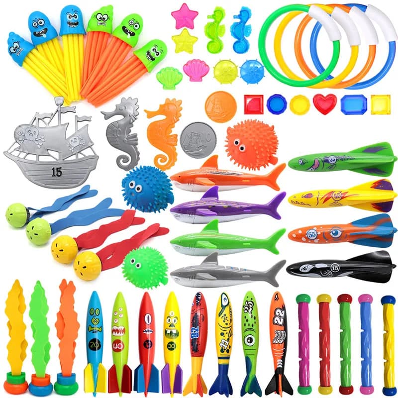 Children's Summer Toy Shark Shape With Rocket Launcher, Pool Diving Game, Funny Water Games, Educational Toys for Bathroom, Gift