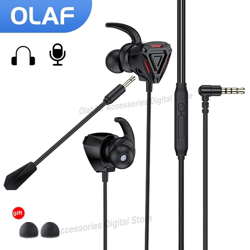 OLAF 3.5 mm wired headphones Stereo earphones for bass Gamer Auxiliary with noise cancellation with double In-ear microphone Vivavoce