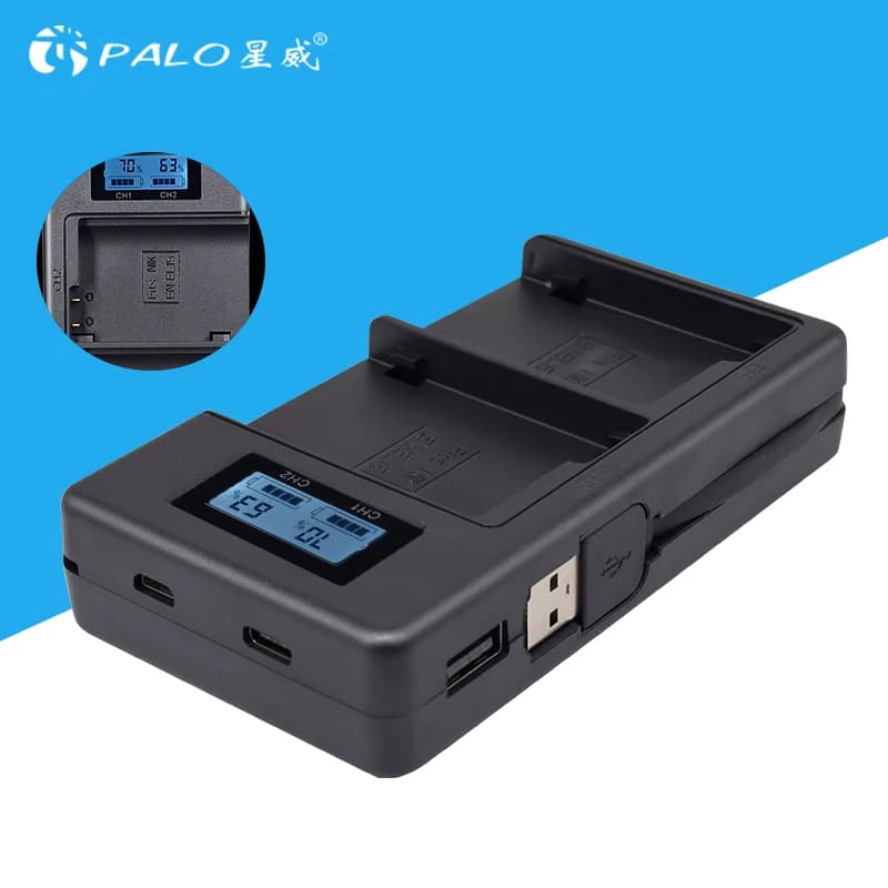 Caricabatteria ricaricabile agli ioni di litio con Display LCD PALO EN-EL15 con cavo USB per Nikon 1 V1 D600 D610 D750 D800 D810 D810A ect
