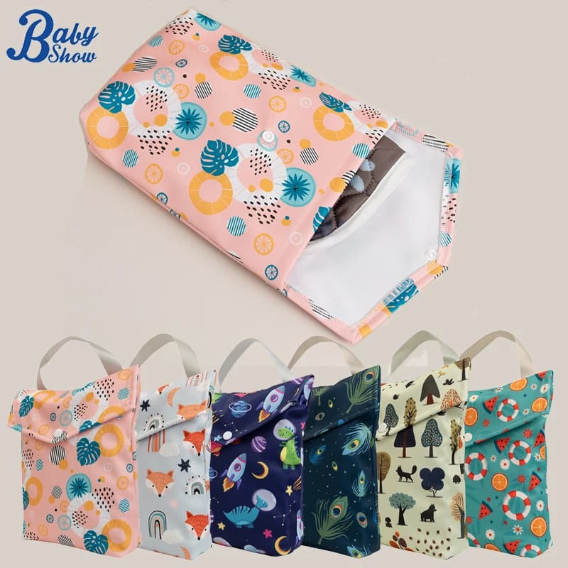 Borsa per pannolini per bambini Doppi strati Impermeabile Wet Dry Pack Custodia per mamma Organizer per pannolini Borsa per il trasporto del passeggino
