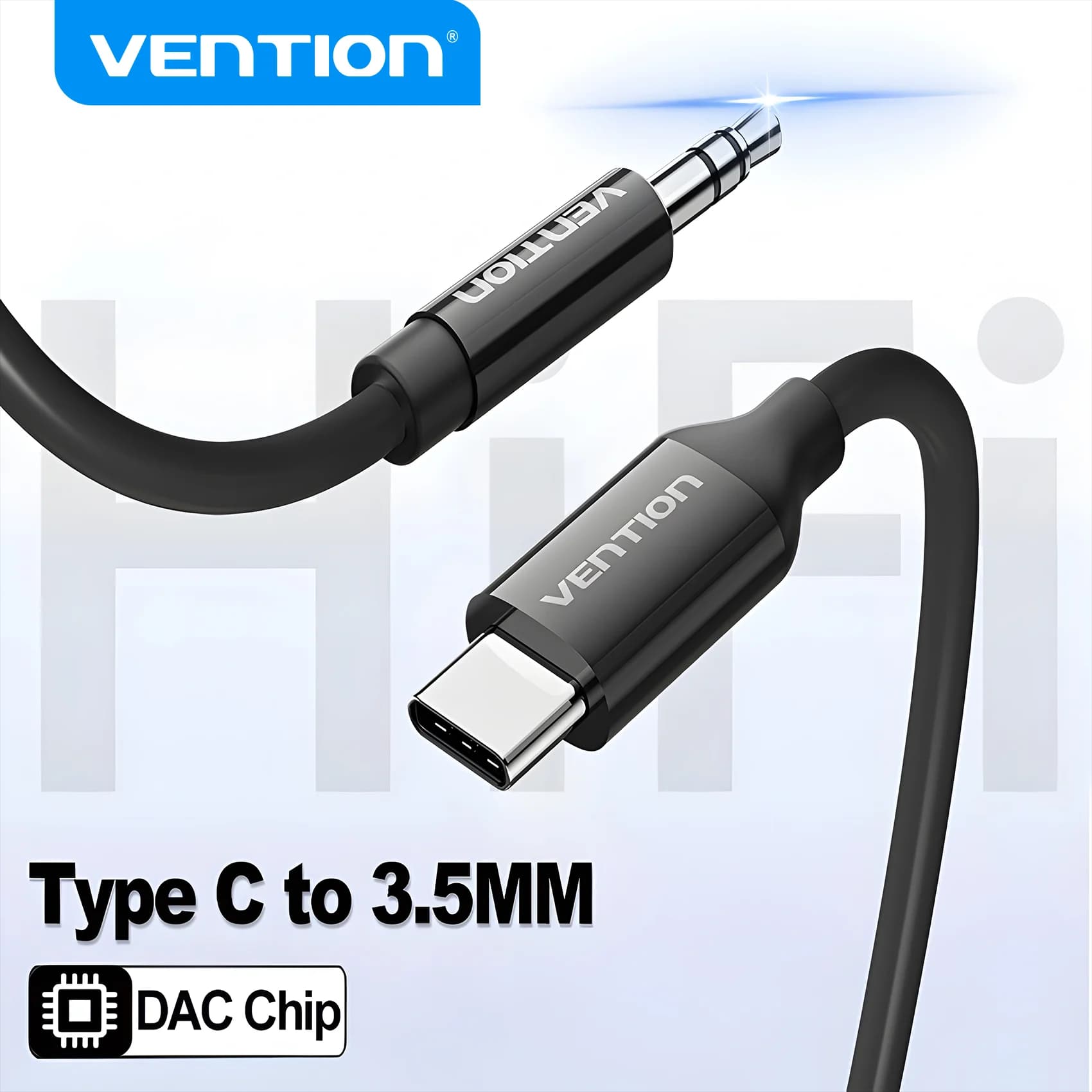 Vention DAC Chip USB Tipo C a Jack da 3,5 mm Cavo adattatore audio Aux Cavo stereo HiFi per Samsung iPhone Altoparlante per auto Xiaomi Laptop