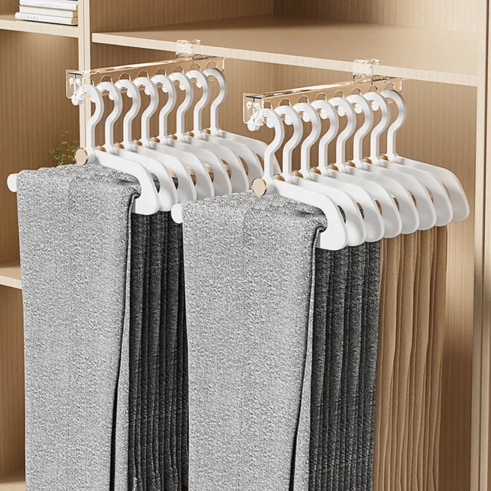 Wardrobe Hang Telescopic Slide Rail Clothes Pants Hanger Heavy-duty Bracket Hook Pull Out Retractable Cabinet Sliding Rack