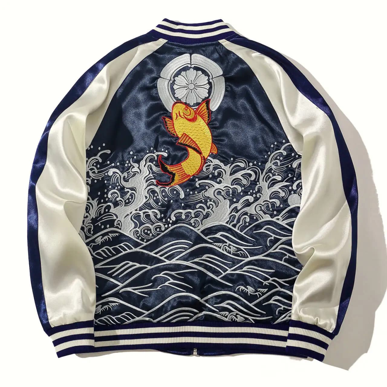 Nuova Giacca Autunno Inverno Stile Yokohama con Ricamo a Onde, Uniforme da Baseball per Uomo e Donna, Colore Colli...