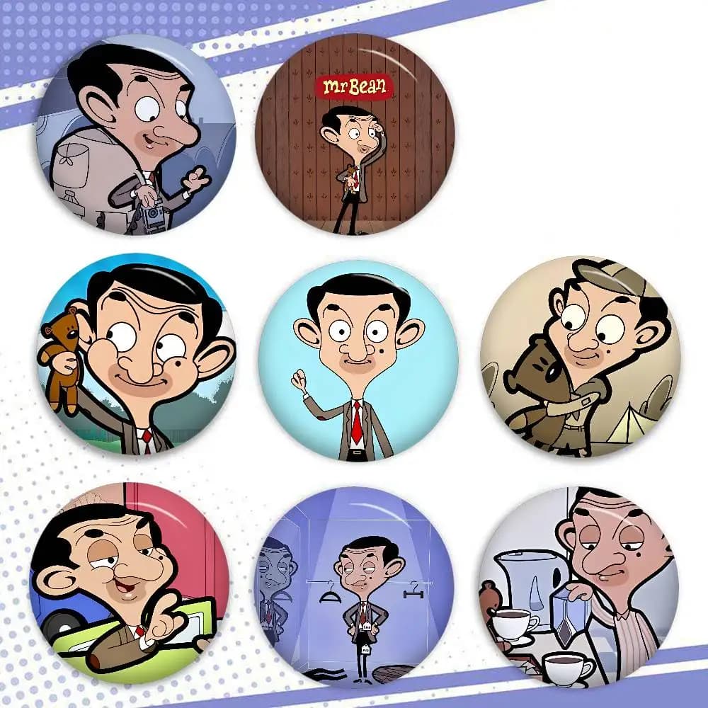 Spilla da bavero con personaggio animato Mr. Bean, simpatico distintivo anime per giacca e jeans, accessorio regalo