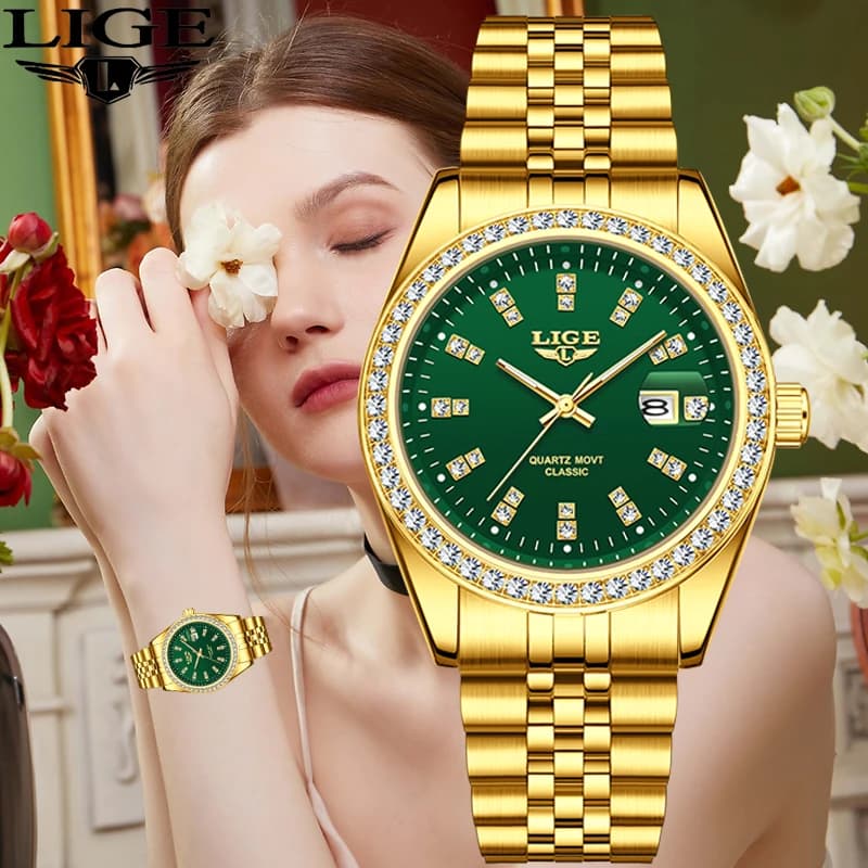 LIGE 2026 women's watches stylish fashion luxury waterproof women's watch bright quartz woman's watch for woman reloj + SCATOLA