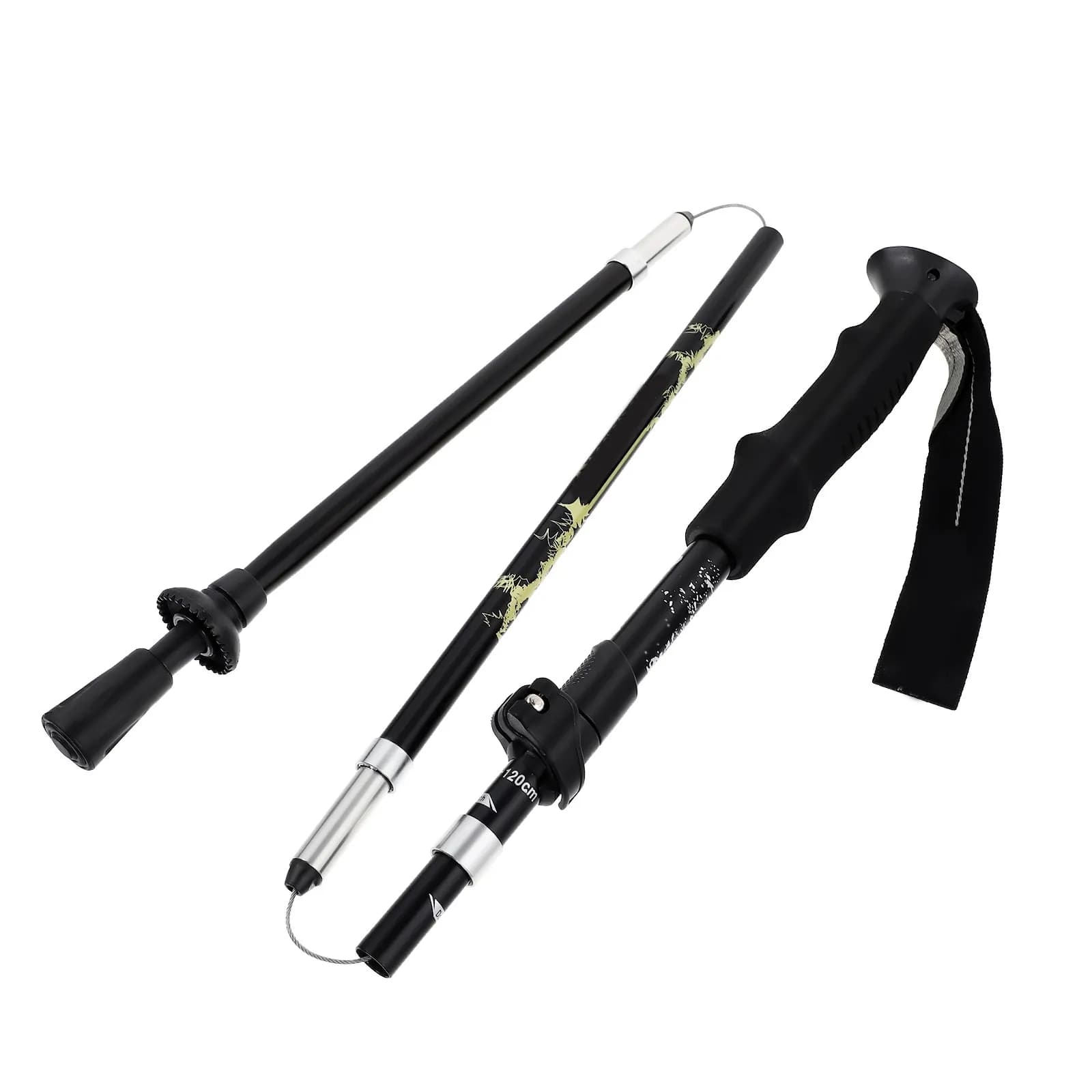 1Pcs Aluminum Alloy Trekking Pole 5-Section Telescopic Folding Design Easy Lock System Ergonomic Handle for Hiking Trekking