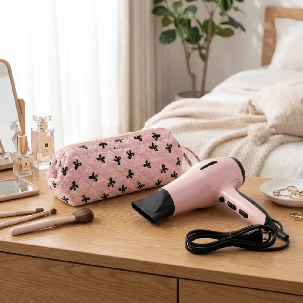 Multi-Purpose Hair Dryer Storage Bag Multi-Functional Large Capacity Curling Iron Pouch Dustproof Zipper Closure Cosmetics Bag