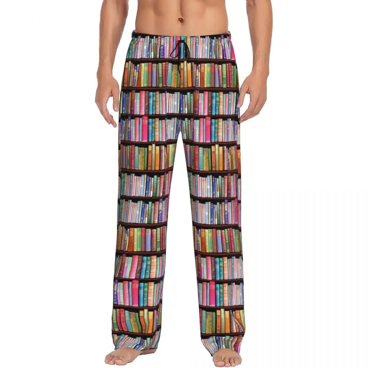 Custom Bookworm Antique Book Library Pajama Pants Men Sleepwear Sleep Lounge Bottoms with Pockets