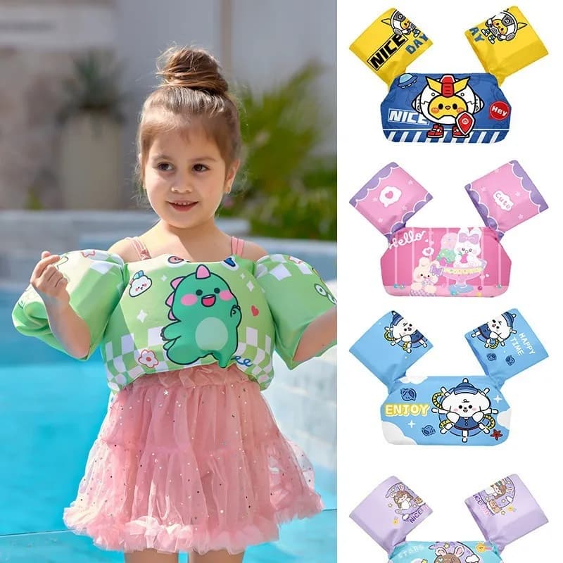 Set di giubbotto galleggiante e bracciali galleggianti per bambini, giubbotto da nuoto per bambini con anelli per le braccia, giubbotti di salvataggio per neonati, attrezzatura per il nuoto