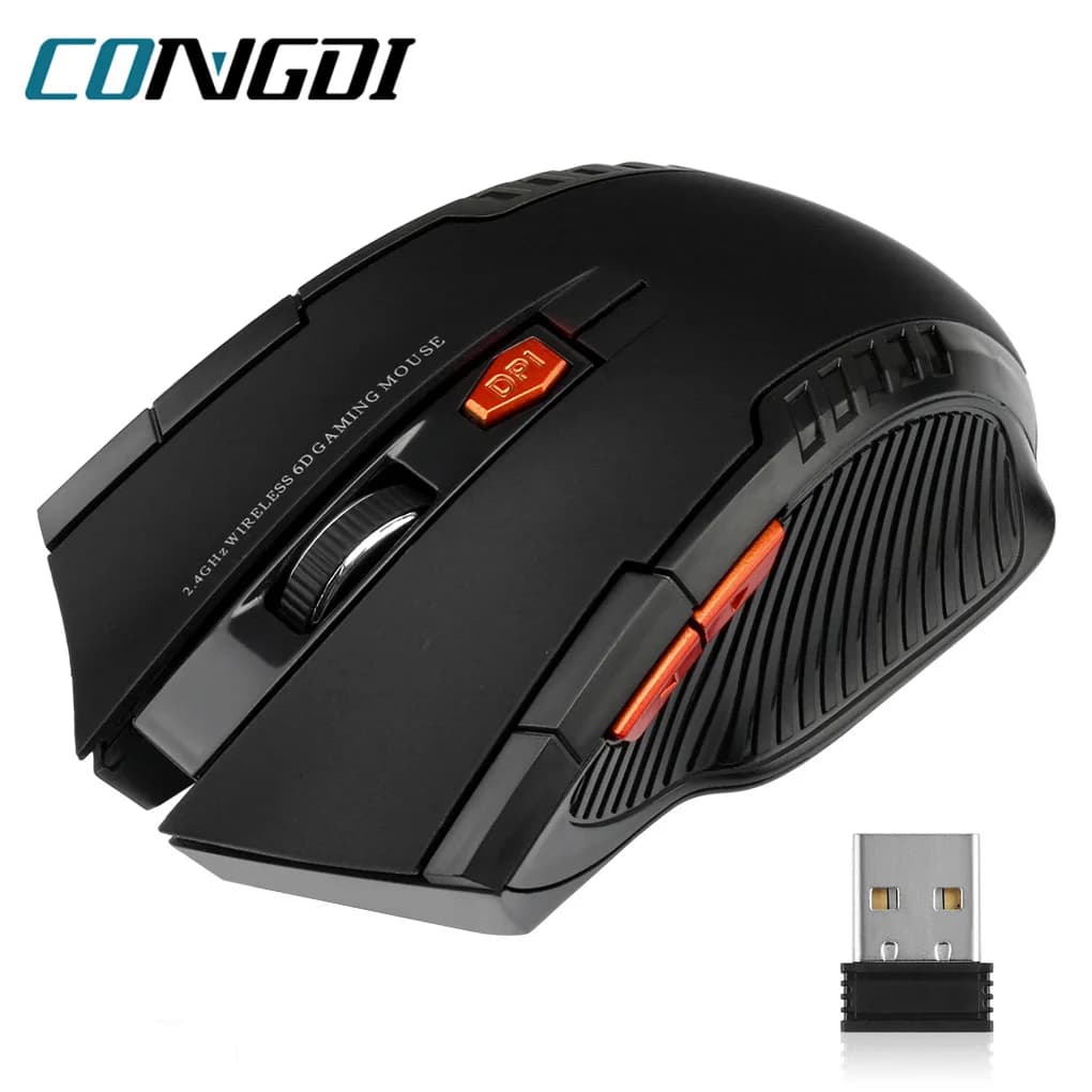 Mouse wireless 2.4G Mouse ottico da 1600 DPI per computer Mouse wireless a 6 pulsanti con ricevitore USB per accessori per PC portatili
