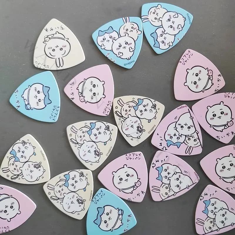Ins Cute Cartoon Chiikawa Triangle Guitar Picks Yellow Blue Pink Celluloid Plectrum For Acoustic Electric Guitar Cartoon Kawaii