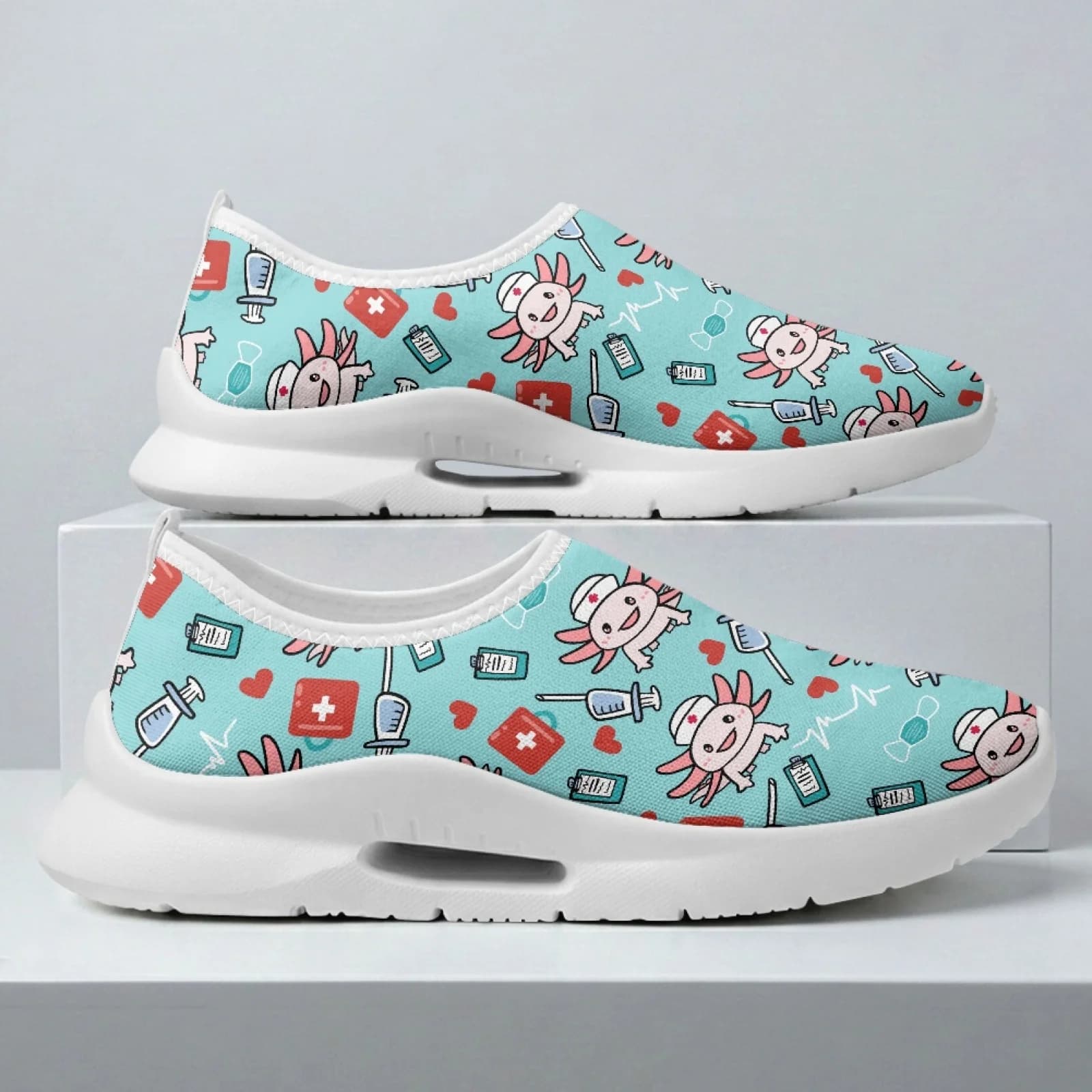 XIXIRIMIDO Women's Slip-on Wide-toed Shoe Nurse Shoes Men's Sneakers and Casual Shoes Zapatillas de Mujer Soft Dr Axolotl