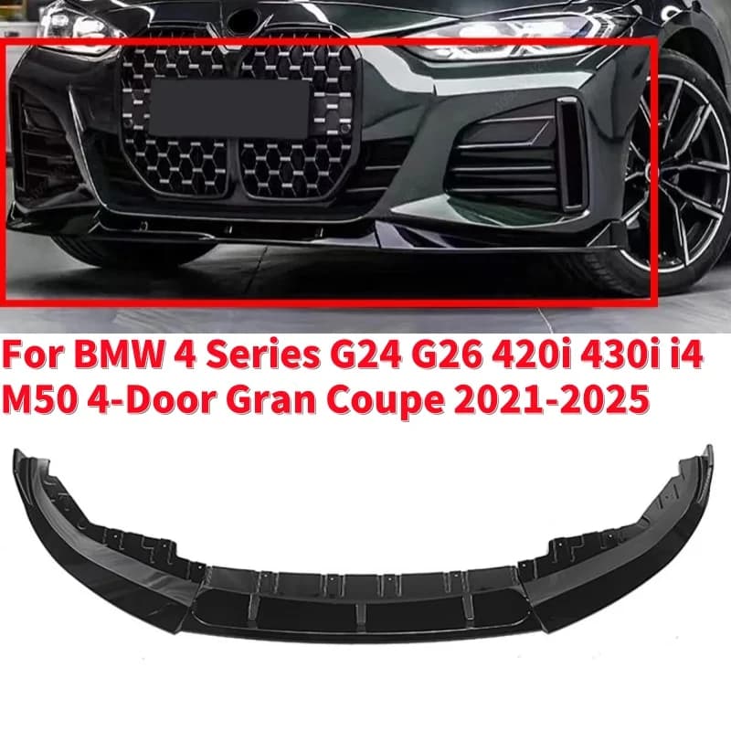 3Pcs For BMW 4 Series G24 G26 420i 430i i4 M50 M Sport Gran Coupe 2021-2025 Car Front Bumper Diffuser Lip Spoiler Guard Body Kit