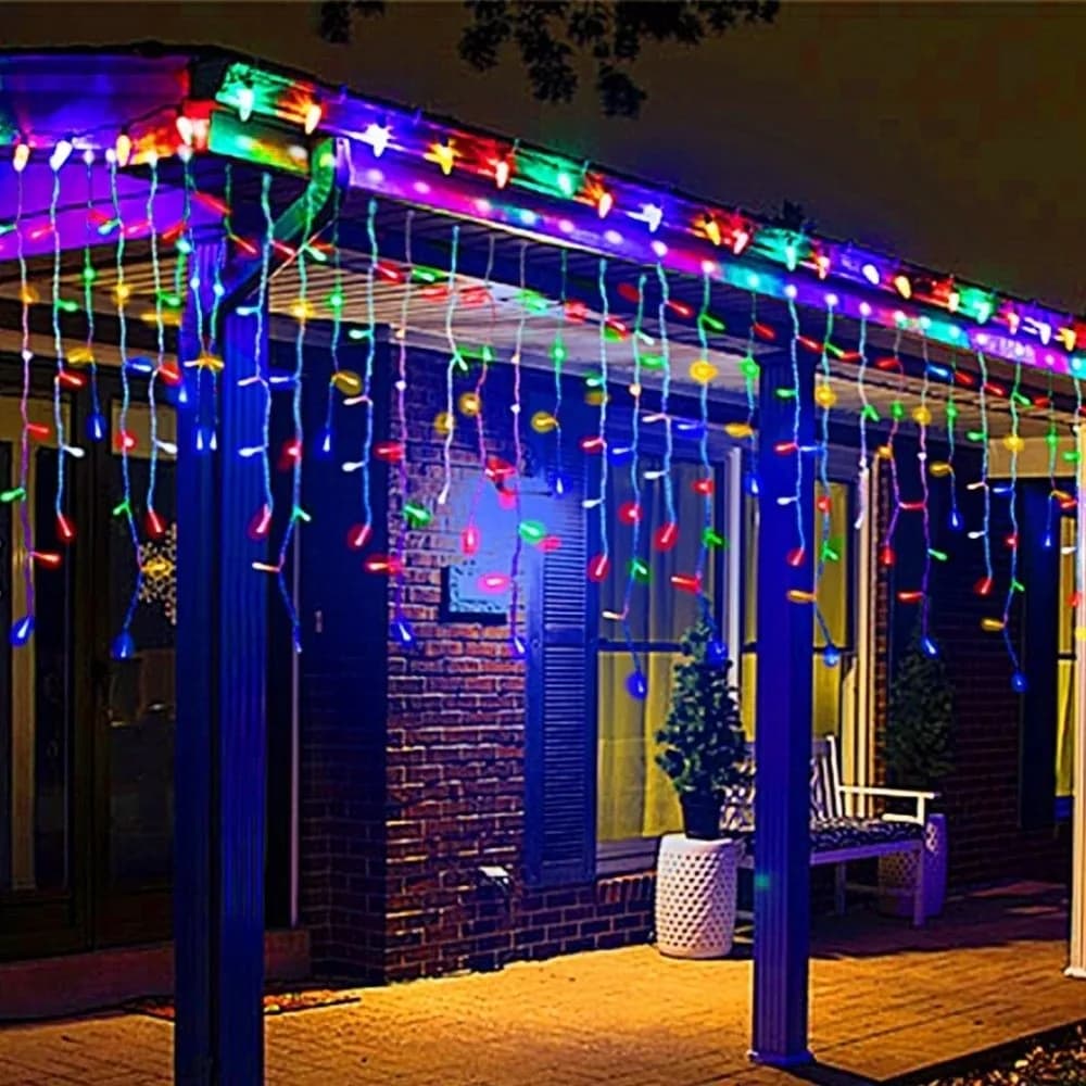 4M/7M Lunghezza Tenda a LED solare 8 modalità Ultra luminosa Ghirlanda di Natale Luce Cascata impermeabile Fata Luce Festa