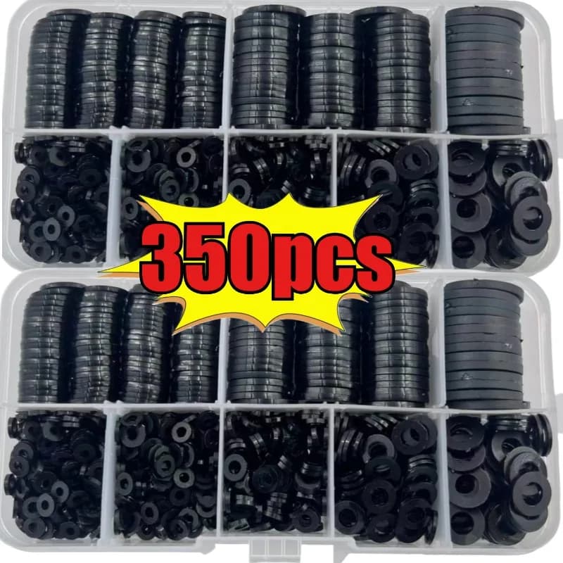 Set 350-piece M2 M2.5 M3 M4 M5 M6 M8 Flat Nylon Gasket Set M5 M6 M8 Plastic Nylon Sealing Kit