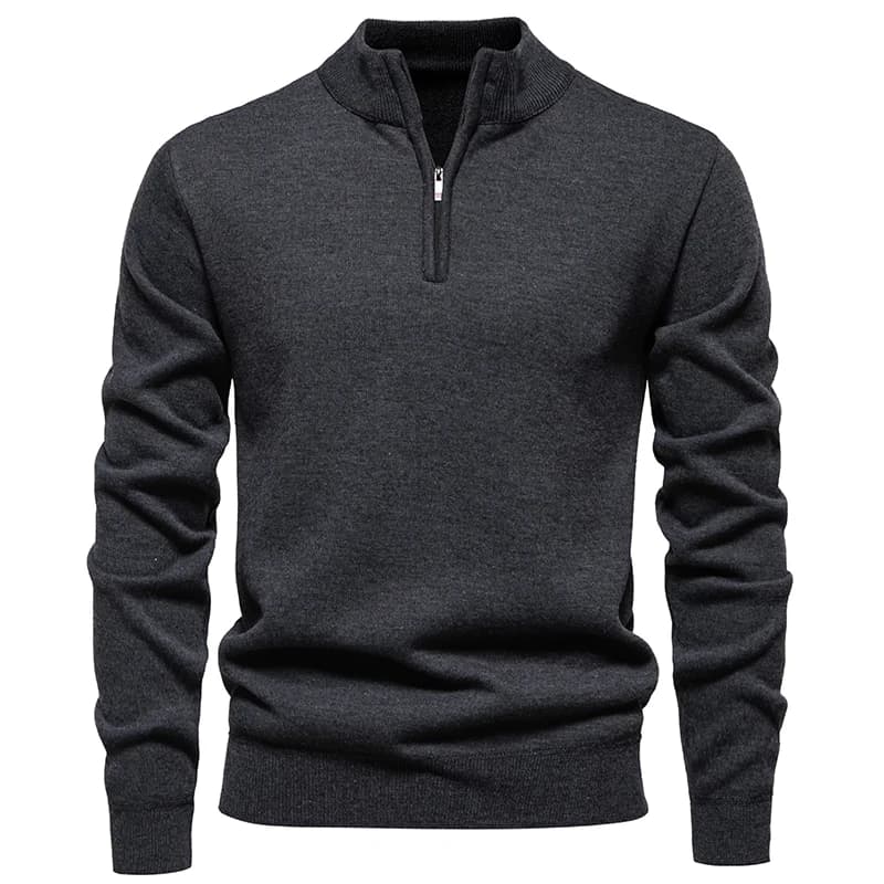 2026 Nuovo Maglione da Uomo con Mezza Zip e Collo Alto, Pullover Casual Business, Tendenza Giovanile, Maglione in Pile Lavorato a Maglia Tinta Unita