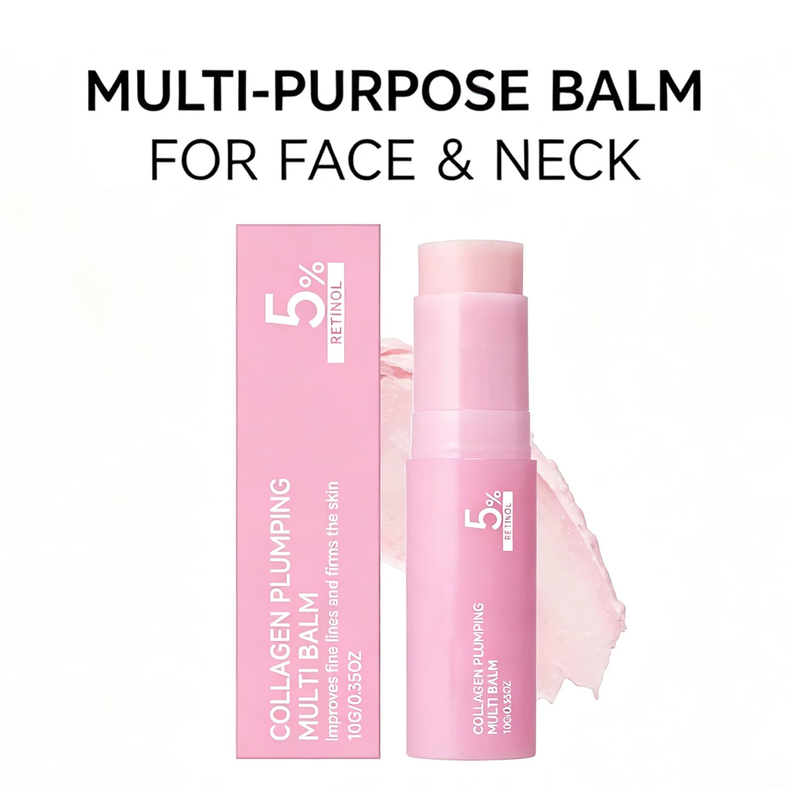 Stick Multi-Balsamo 10g per Pelle Opaca, Riduce Rughe e Linee Sottili, Illumina il Viso, Rassodante, Base Trucco, Stick Idratante Rosa