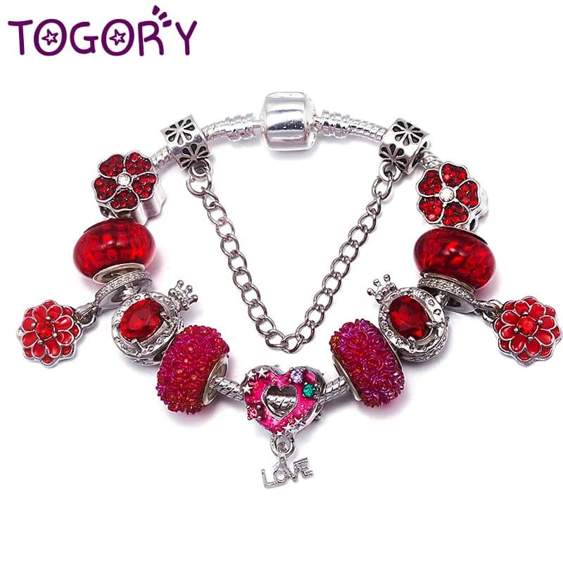 Braccialetto di ciondoli della fortuna di modo Perline d'amore di San Valentino Catena di serpente rossa fai da te per il regalo dei gioielli delle donne Dropshipping