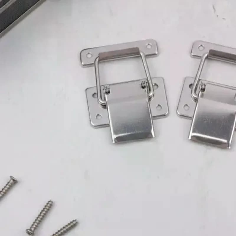 New 2Pcs Stainless Steel Latch Hasp Hardware Boxes Doors Belts Cabinet Case Spring Loaded Latch Catch Toggle Hasp Easy Install