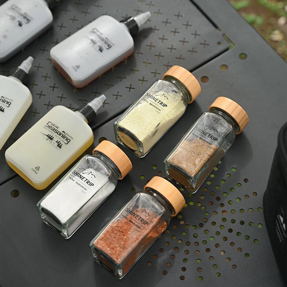 Set di Bottiglie per Condimenti con Borsa Portatile, Contenitore per Spezie BBQ, Borsa Riutilizzabile per Picnic, Accessori da Viaggio e Campeggio