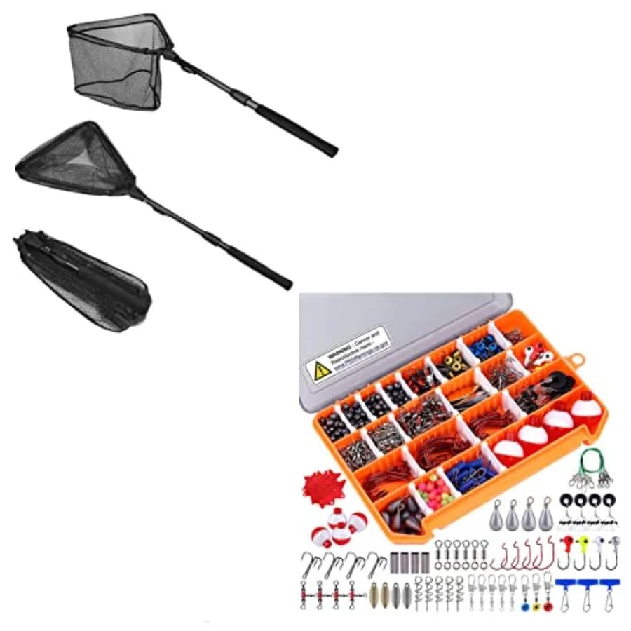 Rete da Pesca con 263 Pezzi, Kit di Attrezzatura da Pesca con Scatola Portaoggetti