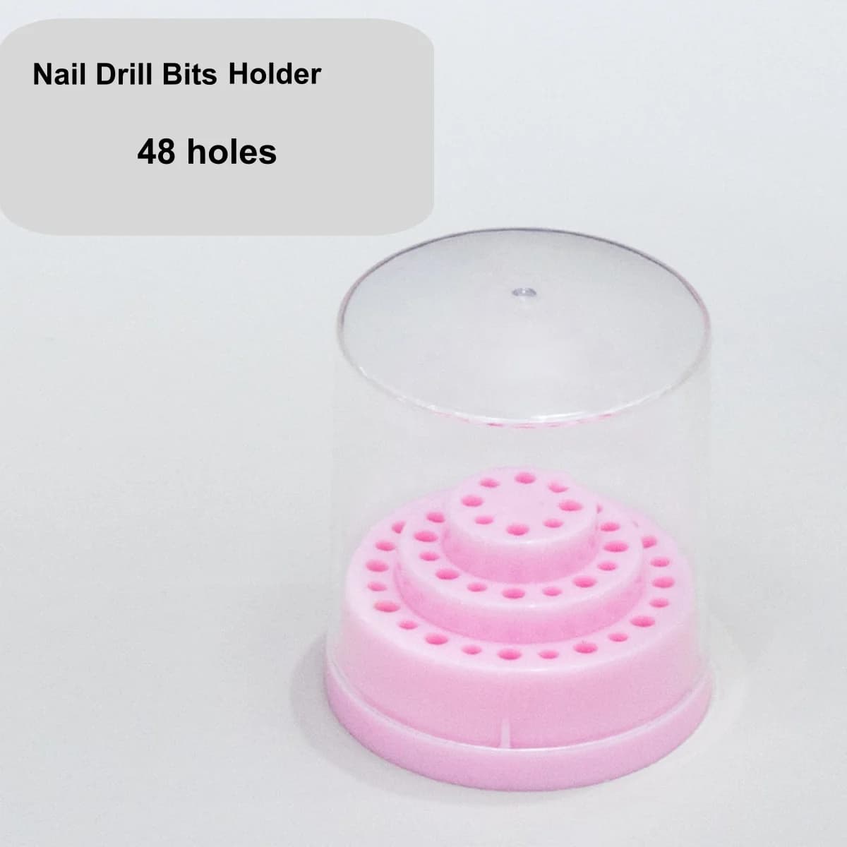 Dust Dust Cover for Trapano Tips and Manicure Tools, Storage Box for Beauty Salon - 48 Pink Holes (Trapano Point)