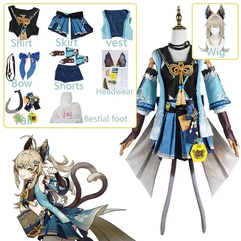Genshin Impact Kirara Costume Cosplay Set completo Accessori per giochi di ruolo Costume parrucca Kirara Cosplay