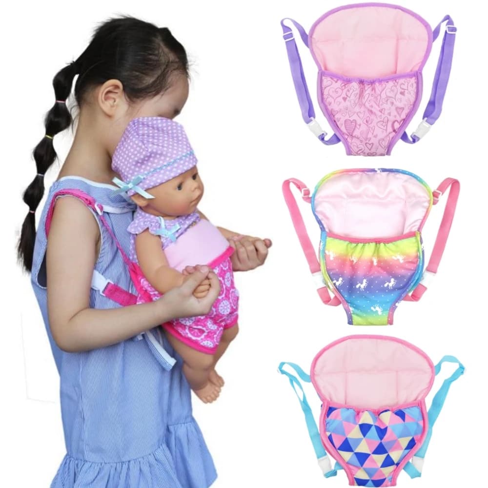 Zaino per marsupio in peluche per bambole Accessori per bambole Portapacchi anteriore/posteriore con cinghie 43 cm Accessori per bambole appena nate Pacchetti in uscita