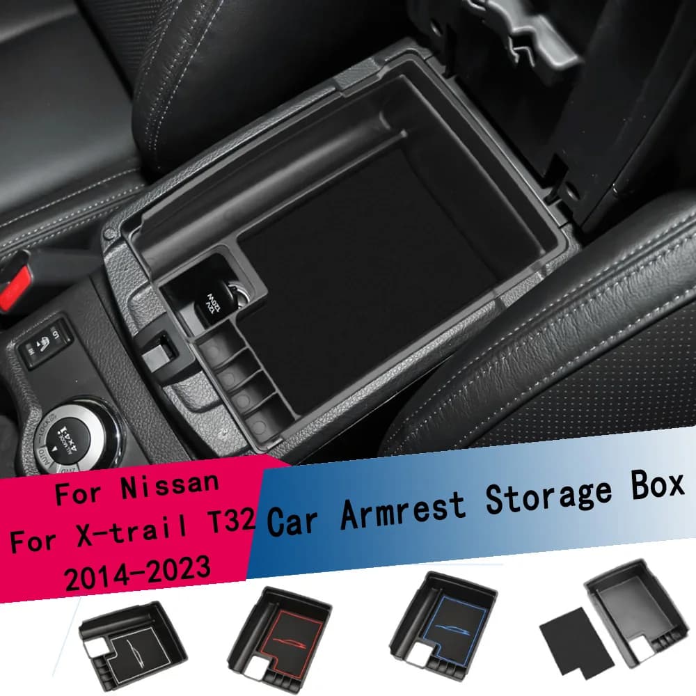 Scatola portaoggetti per bracciolo auto in ABS per Nissan X-trail Xtrail T32 Rogue 2014-2023, organizer per console centrale, accessori auto
