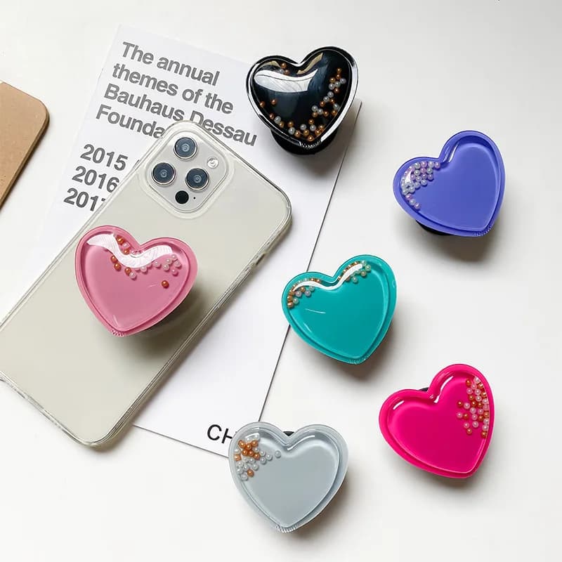 Staffa pigra Supporto per telefono Quicksand Gripok liquido Estensibile Dito Cuore Amore Maniglia Supporto popping per cellulare