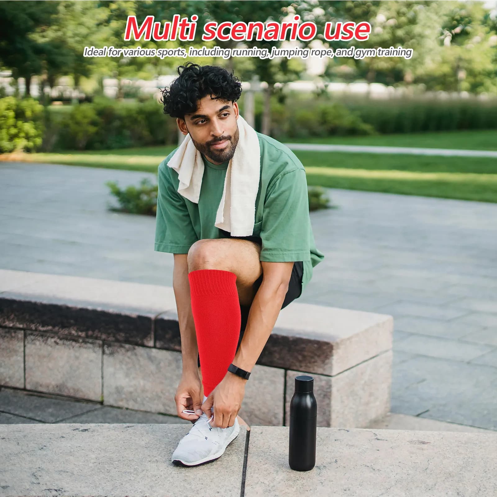 2 Paia di Manicotti a Compressione Elastici per Polpacci, Unisex, per Fitness, Salto con la Corda, Basket, Calcio