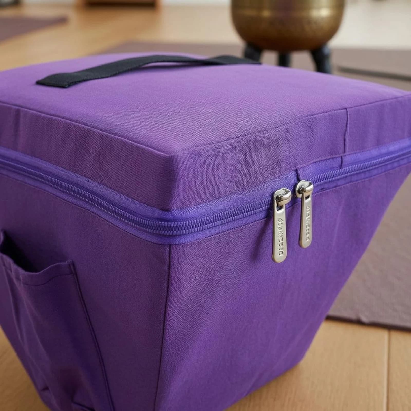 Padded Singing Bowl Bag Tapered Singing Bowl Carrying Case Pyramid Bag Top Handle Storage Accessory Textile