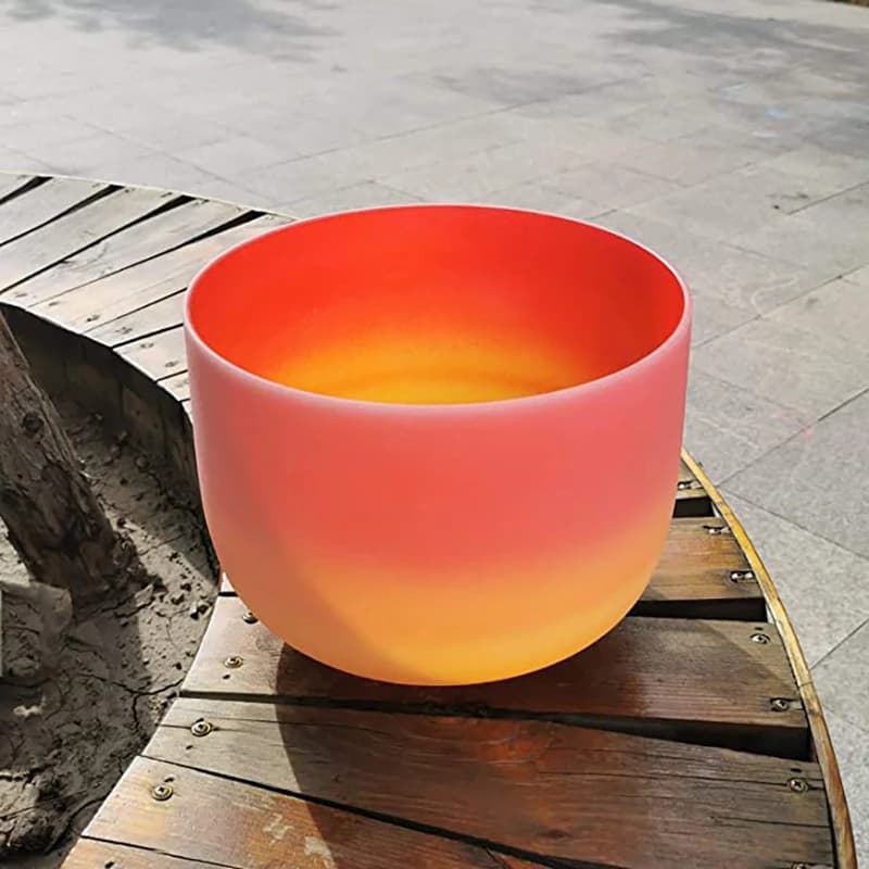 Rainbow C Note Root Chakra 432hz Red-Yellow Colored Frosted Crystal Singing Bowl