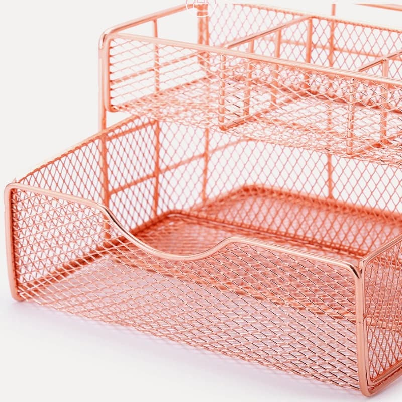 Organizer per cassetti in metallo multistrato premium per ufficio, casa, scrivania, cucina, bagno – Conservazione efficiente per articoli di cancelleria, trucco