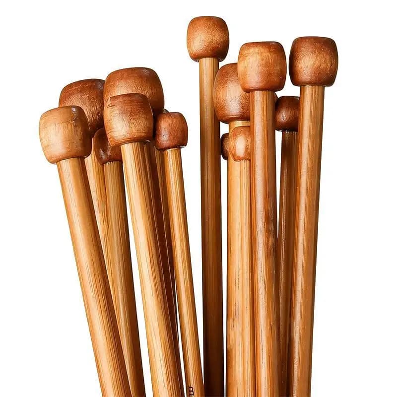2Pcs Bamboo Knitting Needles Single Pointed Tips Handmade DIY Suitable Yarn Beginners No Break Smooth