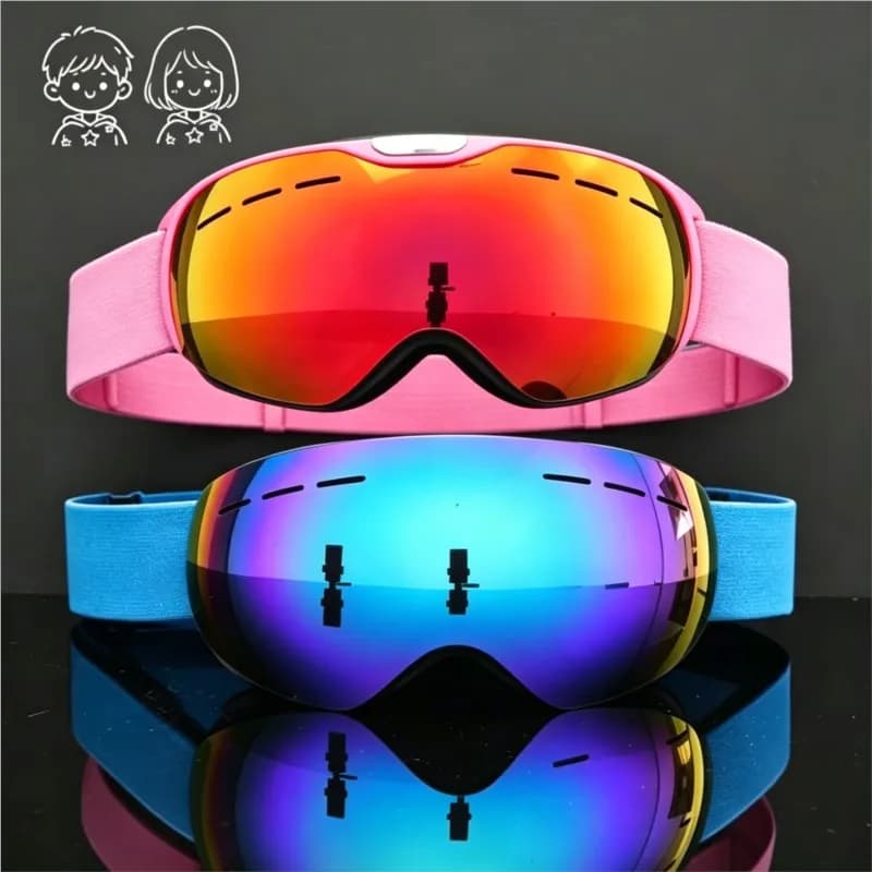 Unisex Boys Girls Kids Ski Goggles, Ventilated Anti-Fog HD Clear Lens, Wind Cold Frost Proof Snowboard Ski Matching Accessories